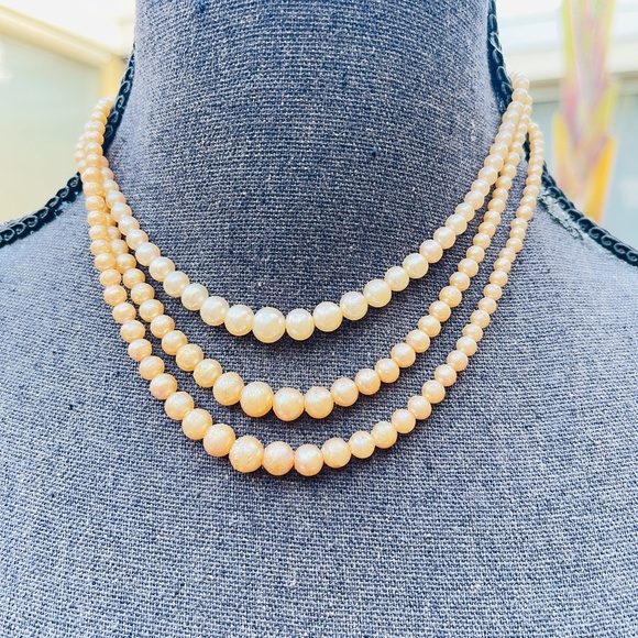 Vintage Multi Strand Pearl Necklace Rhinestone Clasp - Picture 4 of 4